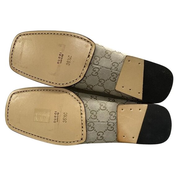 GUCCI - Light gray Gold Multi Suede Wood Women's Pumps 212-080425 - Picture 7 of 11